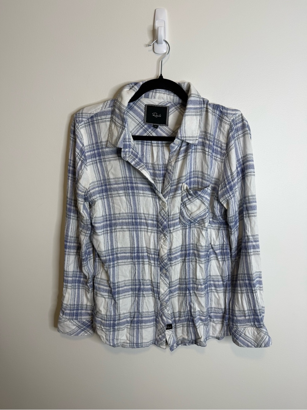 Rails plaid shirt button down blue white size medium